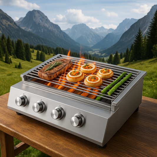 🔥 Grill Sans Fumée 4 Brûleurs – Barbecue d’Intérieur & Extérieur en Inox